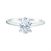 14K White Gold Oval Diamond Solitaire Ring 0.70CT I1/I