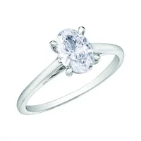 14K White Gold Oval Diamond Solitaire Ring 0.70CT I1/I