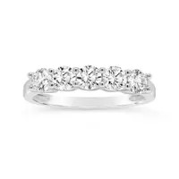 14K White Gold 1.00ctw Lab Grown Five Stone Diamond Band