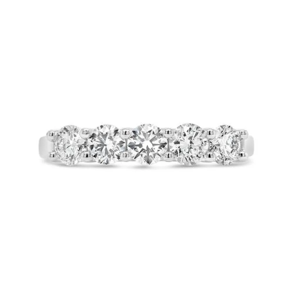 14K White Gold 1.00ctw Lab Grown Five Stone Diamond Band