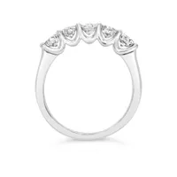 14K White Gold 1.00ctw Lab Grown Five Stone Diamond Band