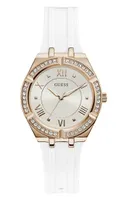 Guess Women's Rose Gold-Tone Crystal with Silicone Strap Watch