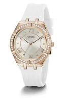 Guess Women's Rose Gold-Tone Crystal with Silicone Strap Watch