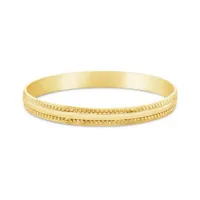 14K Yellow Gold Filled 65mm Round Beaded Pattern Slip-On Bangle