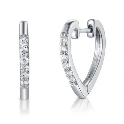 Sterling Silver Cubic Zirconia Heart Hoop Earrings