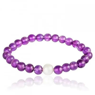 Amethyst and Freshwater Pearl Stretch Bracelet