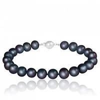 Sterling Silver Black Freshwater Pearl 8" Bracelet