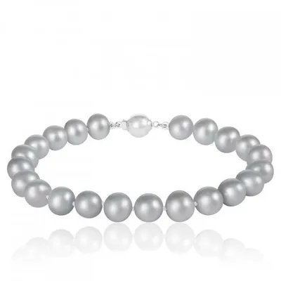 Sterling Silver Grey Freshwater Pearl 8" Bracelet