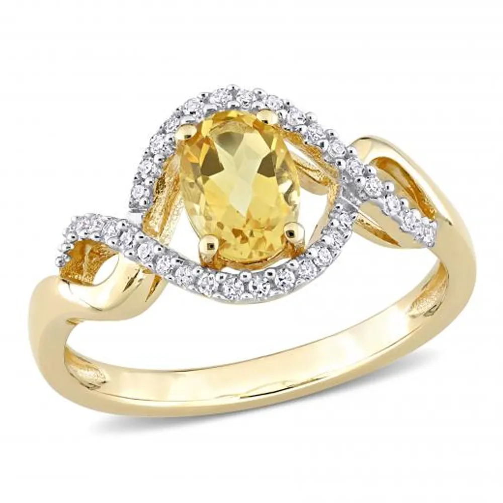 Julianna B 10K Yellow Gold Citrine & Diamond Ring