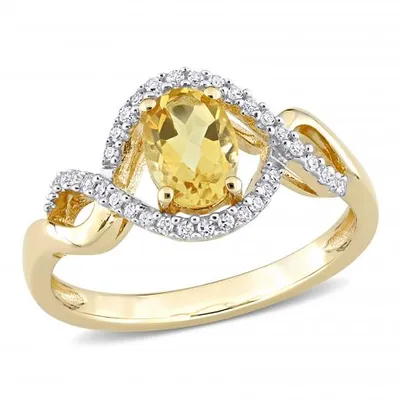 Julianna B 10K Yellow Gold Citrine & Diamond Ring