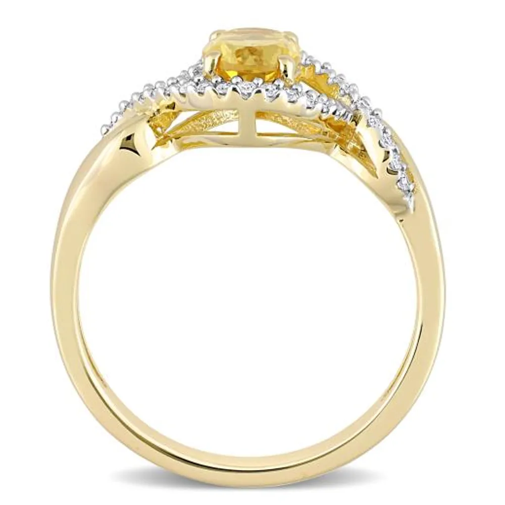 Julianna B 10K Yellow Gold Citrine & Diamond Ring