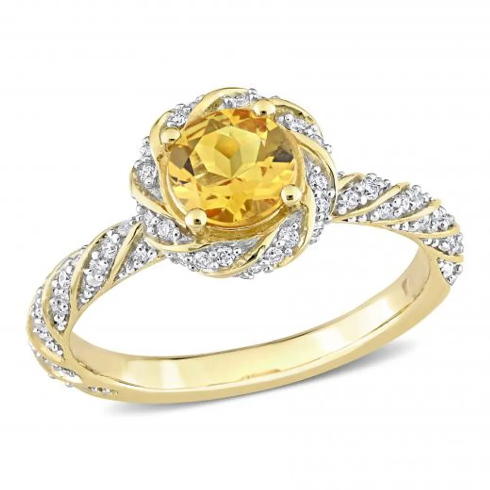 Julianna B 14K Yellow Gold Citrine & Diamond Ring