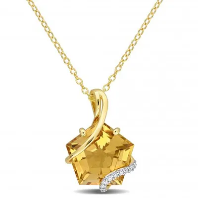 Julianna B Sterling Silver Citrine & Diamond Necklace