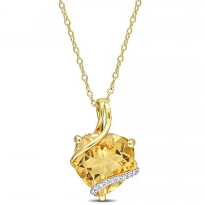 Julianna B Sterling Silver Citrine & Diamond Necklace