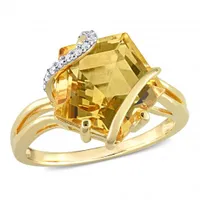 Julianna B Sterling Silver Citrine & Diamond Ring