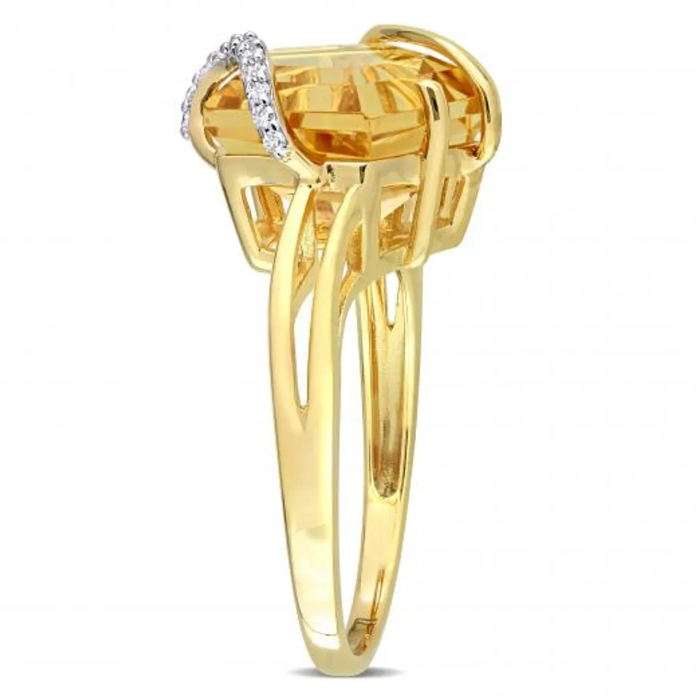 Julianna B Sterling Silver Citrine & Diamond Ring