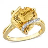 Julianna B Sterling Silver Citrine & Diamond Ring