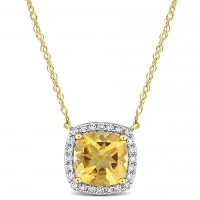 Julianna B 10K Yellow Gold Citrine & Diamond Necklace