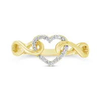 10K Yellow Gold Diamond Heart Promise Ring