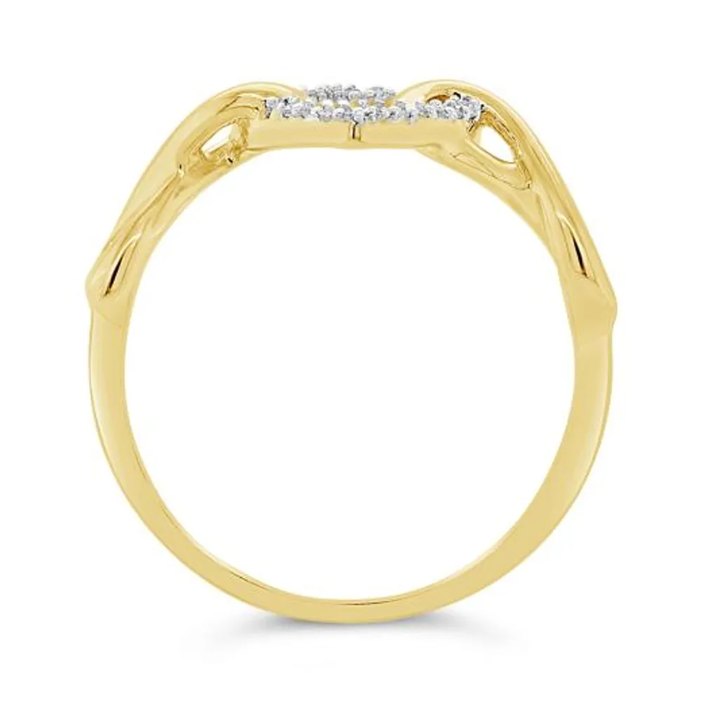 10K Yellow Gold Diamond Heart Promise Ring