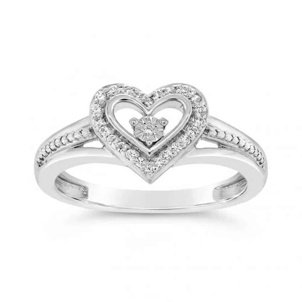 Sterling Silver Diamond Heart Promise Ring