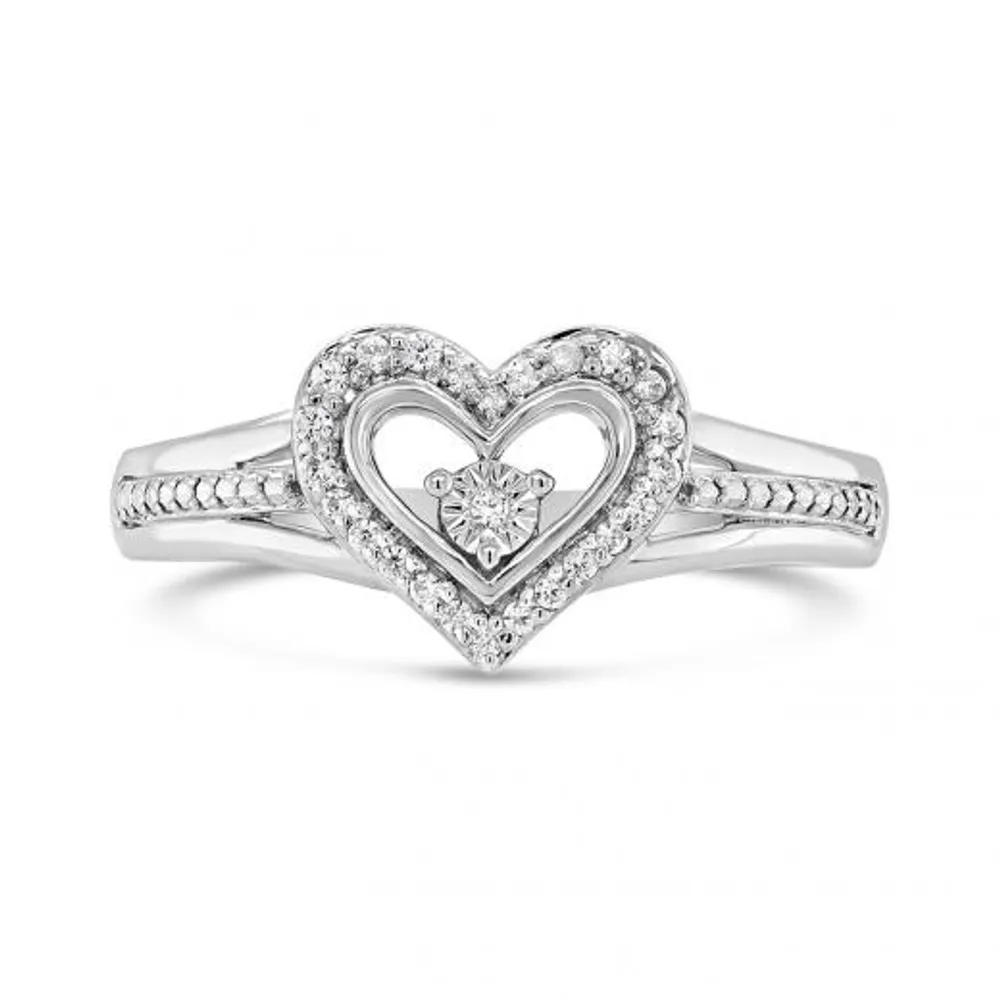 Sterling Silver Diamond Heart Promise Ring