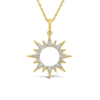 10K Yellow Gold Diamond Sun Pendant