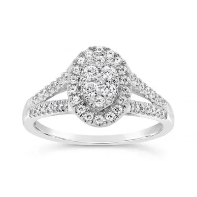 10K White Gold 0.50CTW Diamond Oval Look Fashion Ring
