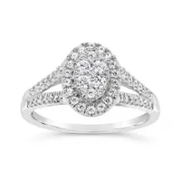 10K White Gold 0.50CTW Diamond Oval Look Fashion Ring