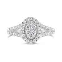 10K White Gold 0.50CTW Diamond Oval Look Fashion Ring