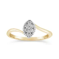 10K Yellow Gold 0.10CTW Diamond Marquise Shaped Promise Ring