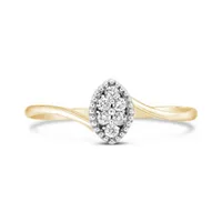 10K Yellow Gold 0.10CTW Diamond Marquise Shaped Promise Ring