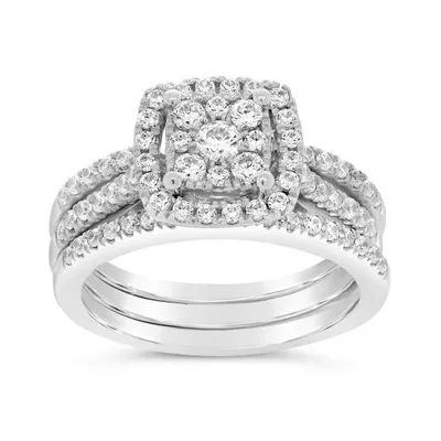 10K White Gold Diamond Three Piece Bridal Set 1.00CTW I2/HIJ