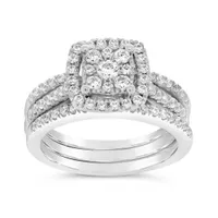 10K White Gold Diamond Three Piece Bridal Set 1.00CTW I2/HIJ