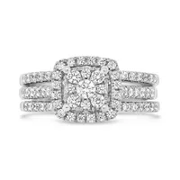 10K White Gold Diamond Three Piece Bridal Set 1.00CTW I2/HIJ