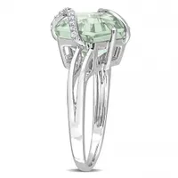 Julianna B Sterling Silver Green Quartz & Diamond Ring