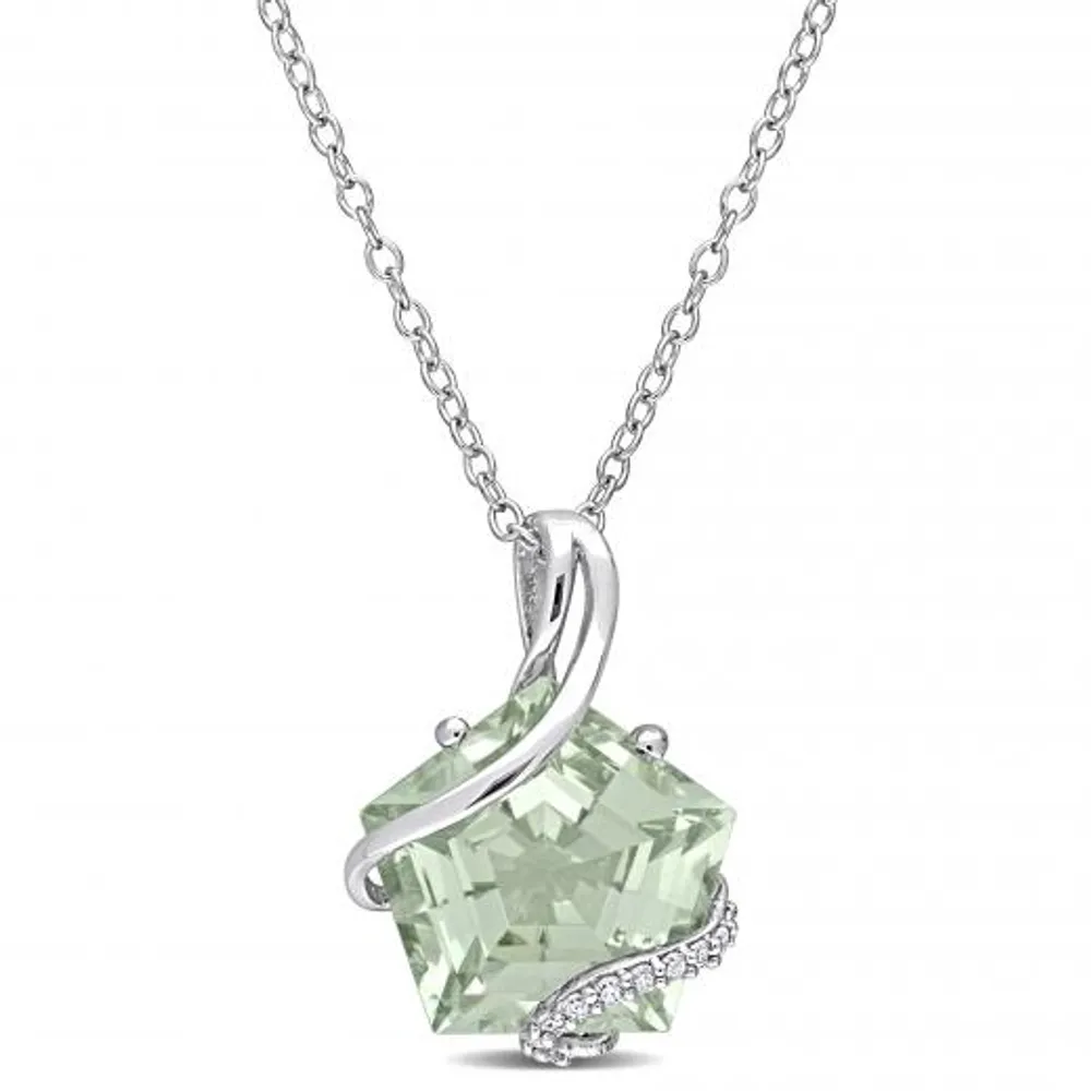 Julianna B Sterling Silver Green Quartz & Diamond Pendant