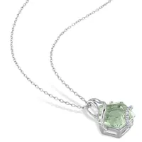 Julianna B Sterling Silver Green Quartz & Diamond Pendant