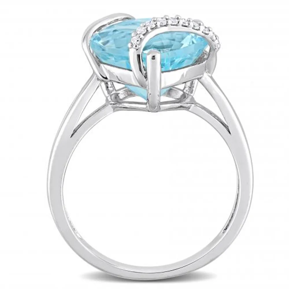 Julianna B Sterling Silver Blue Topaz and Diamond Ring