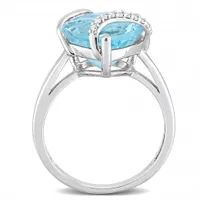 Julianna B Sterling Silver Blue Topaz and Diamond Ring