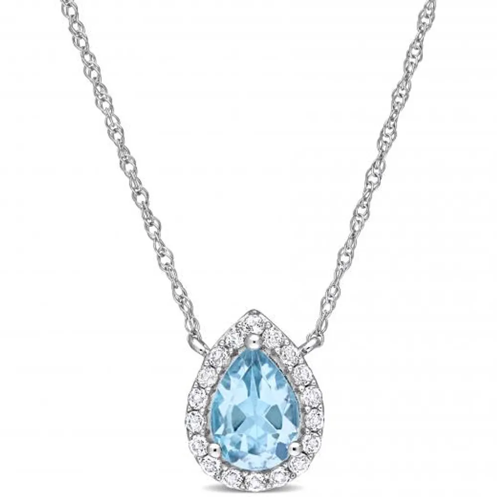 Julianna B 10K White Gold Sky Blue Topaz and White Topaz Necklace