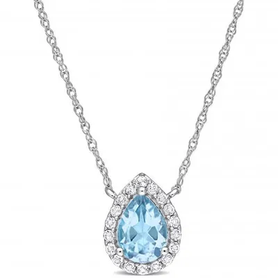 Julianna B 10K White Gold Sky Blue Topaz and White Topaz Necklace