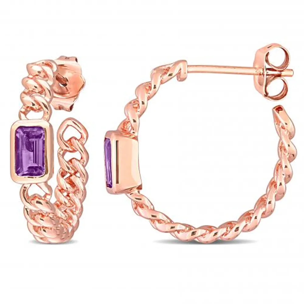 Julianna B 10K Rose Gold Octagon Amethyst Earrings