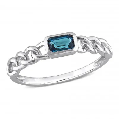 Julianna B 10K White Gold Octagon London Blue Topaz Ring