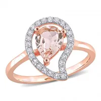 Julianna B Rose Plated Sterling Silver Morganite and White Topaz Ring