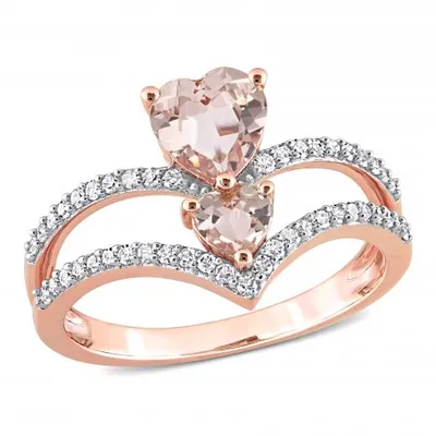 Julianna B 10K Rose Gold Morganite and Diamond Ring