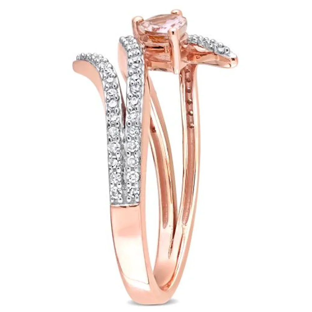 Julianna B 10K Rose Gold Pear Morganite and Diamond Ring