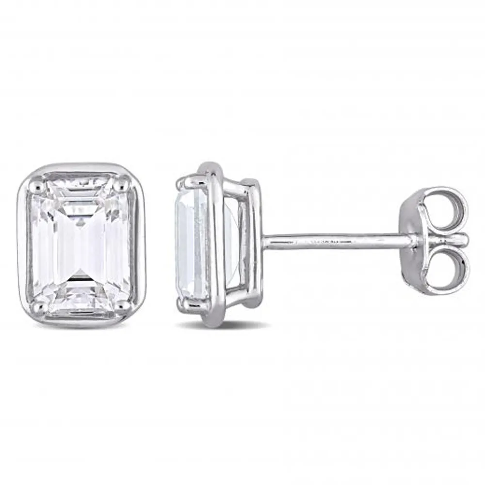 Julianna B Sterling Silver Created White Sapphire Stud Earrings