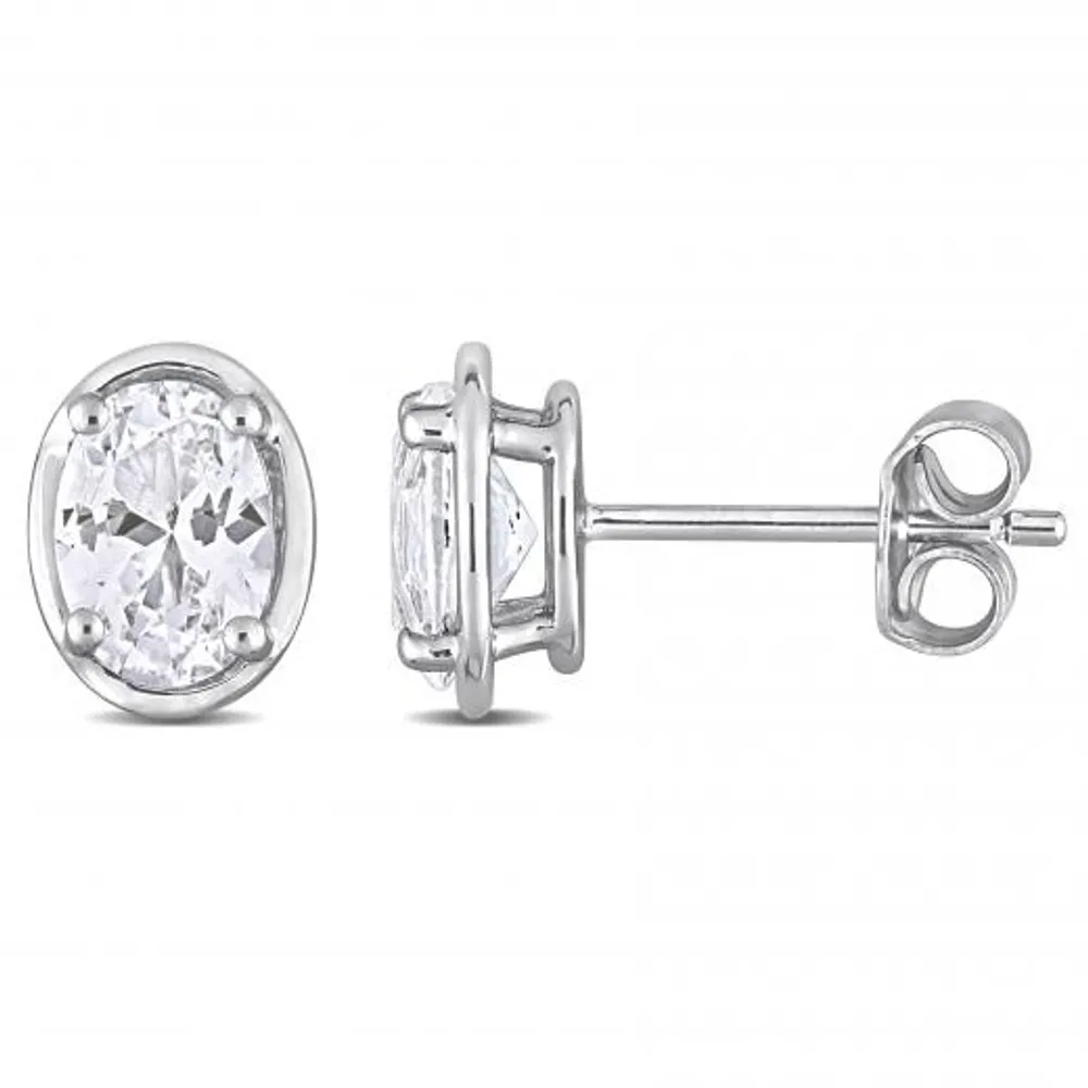 Julianna B Sterling Silver Created White Sapphire Stud Earrings