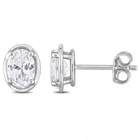 Julianna B Sterling Silver Created White Sapphire Stud Earrings